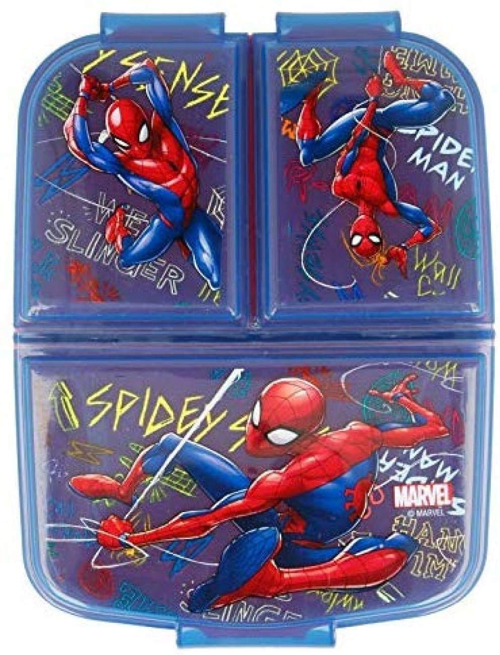 Spiderman Design Kids Character 3 Compartment Sandwich Lunch Box School