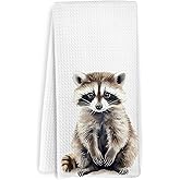 KFXHANGD Racoon Gifts Kitchen Towels, Farmhouse Trash Panda Dish Towels, Rustic Country Wild Animal Decorative Hand Tea Towel for Bathroom Kitchen, Gifts for Raccoon Lovers, 16x24 Inches