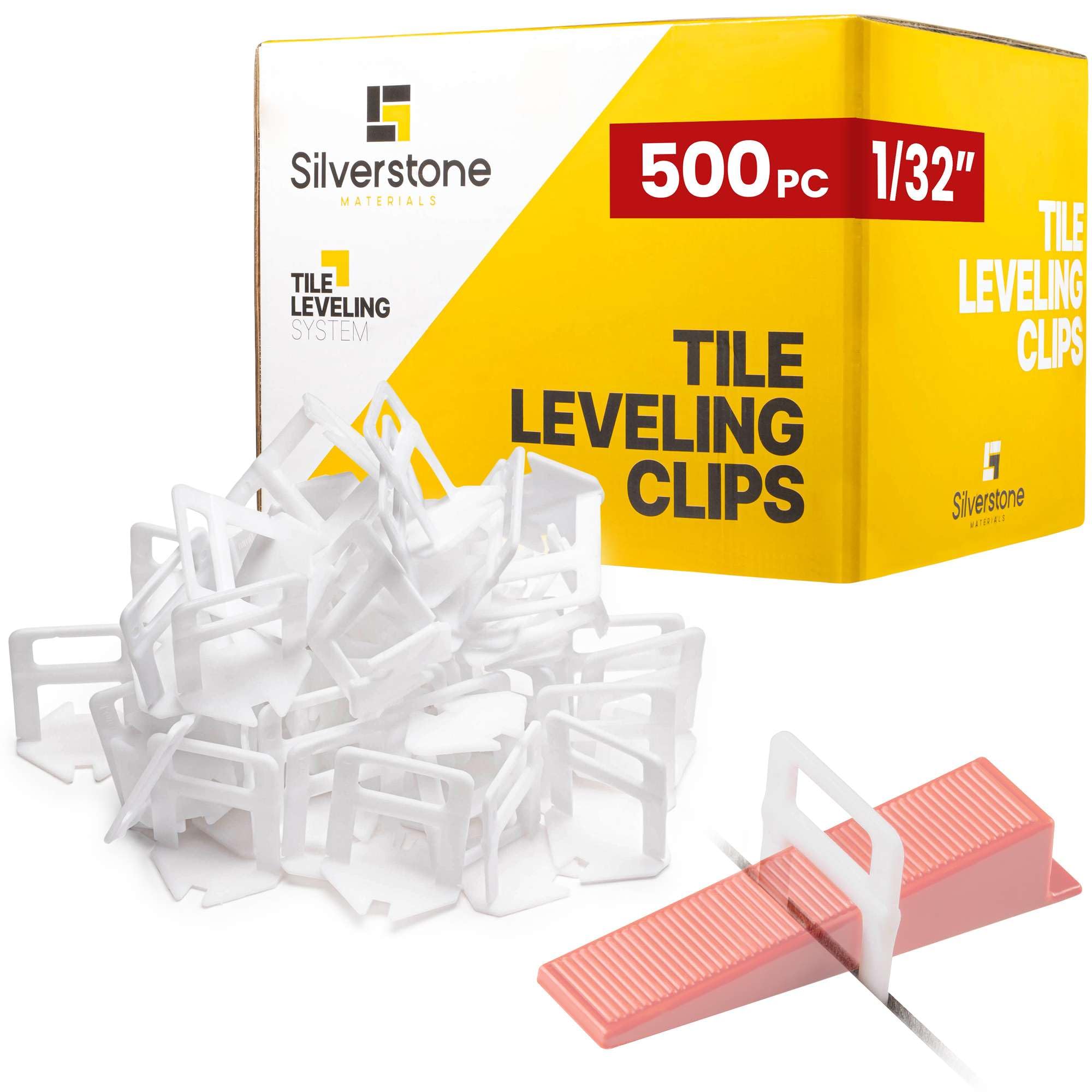 Photo 1 of 500 Pcs Tile Leveling System Clips with 1/32" (1mm) Clips - Saves Time for Perfect Precise Installation of Ceramic Tiles - Get Professional Results for Your Shower, Bathroom, Backsplash