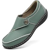 TERRIKAT Women's Classic Casual Leather Loafers Cute Moc Toe Slip On Comfort Walking Flats Lightweight Work Shoes