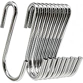 HENGULA S Hooks for Hanging, Heavy Duty Anti‑Rust S Hooks, 30 Pack, 2.4" | Perfect for pot racks, closet rods, wire shelves and kitchen storage. Hang cookware, mugs, towels, plants and tools with ease