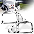 Chrome Headlight Bezel for International 9200 9400 5900, Turn Signal Headlamp Light Cover Trim for International Semi Truck Accessories Driver and Passenger Side (A Pair)