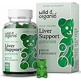 Wild & Organic Liver Support Gummies - Milk Thistle, Dandelion Root Extract for Liver Cleanse Detox - 60 Silymarin Milk Thistle Gummies - Vegan, Non-GMO Herbal Supplement.
