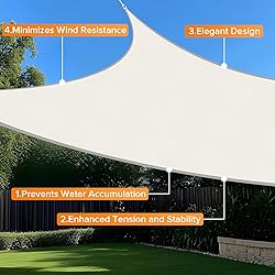 Artpuch Sun Shade Sail, 6'x12' Cream