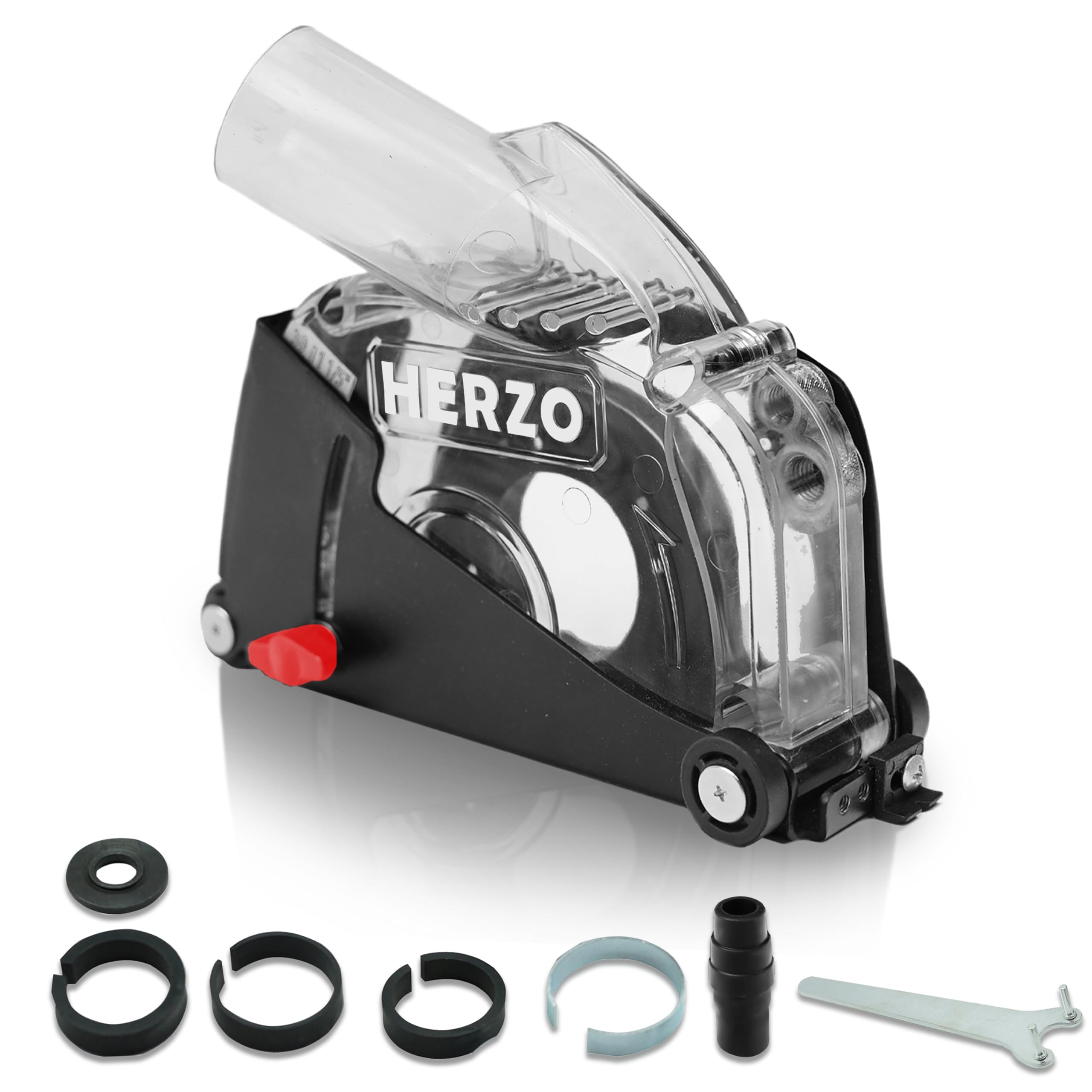 HERZO Suction Hood Angle Grinder 115 mm / 125 mm, Angle Grinder Extraction with Guide Slide