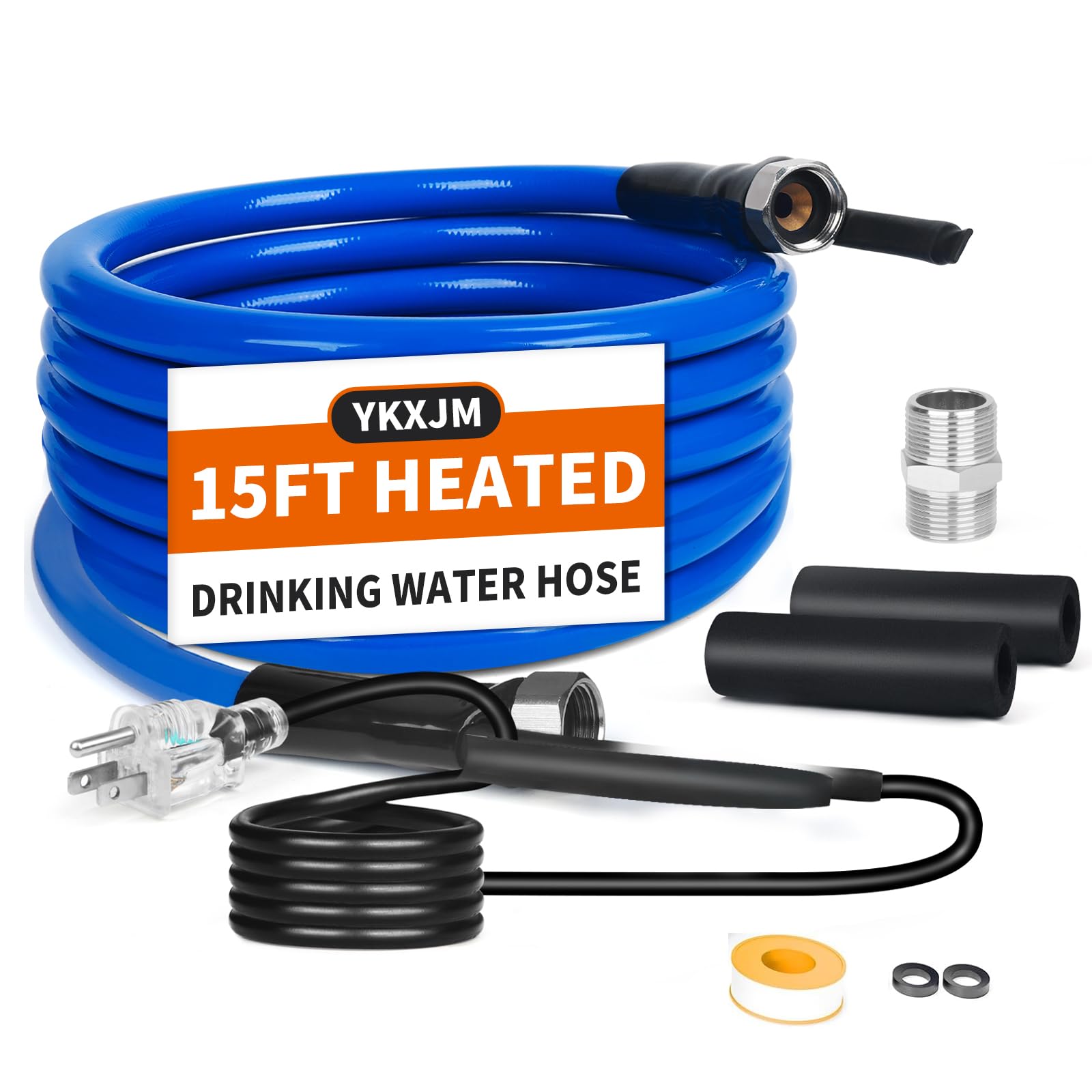 Photo 1 of 15FT-100FT Heated Water Hose for RV,Heated Drinking Water Hose with Thermostat,Lead and BPA Free,1/2" Inner Diameter,Temperatures Down to -40°F Self-Regulating white Appearance (15FT)