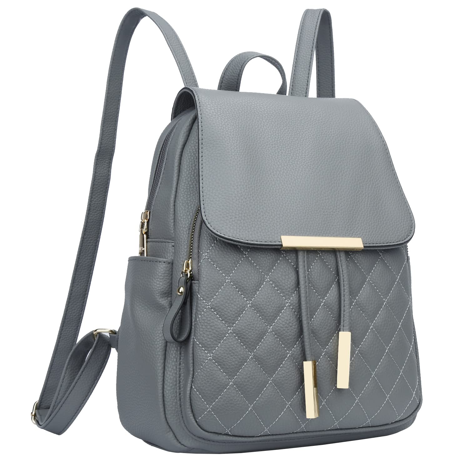 Photo 1 of KKXIU Quilted Trendy Leather Backpack Purse for Women and Ladies Shoulder Travel Daypacks Bags (Grey)LPNPMER2537257
