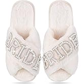 Jiuguva Bride Slippers for Wedding Day White Bridesmaid Slippers Mother of the Bride Gifts for Bridal and Bachelorette Party