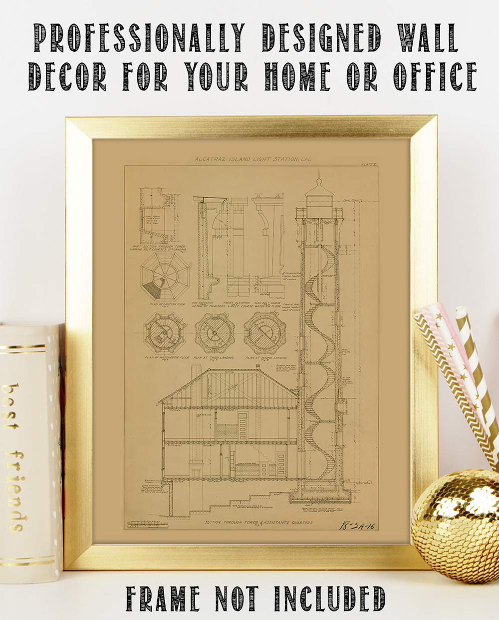 Amazon Com Alcatraz Island Prison Tower Blueprint Vintage