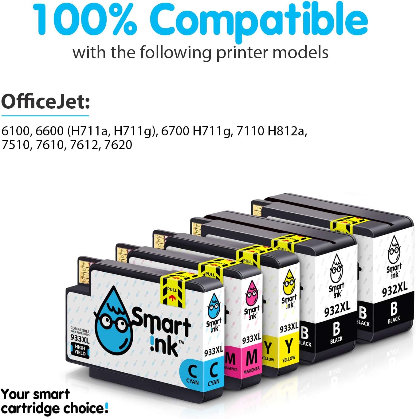 Smart Ink Compatible Ink Cartridge Replacement for HP 932XL 933XL 932 XL 933 High Yield (2 BK & C/M/Y 5 Combo pack) to use with Officejet 6100 6600 6700 7110 7510 7610 7612 7620 - Image 3