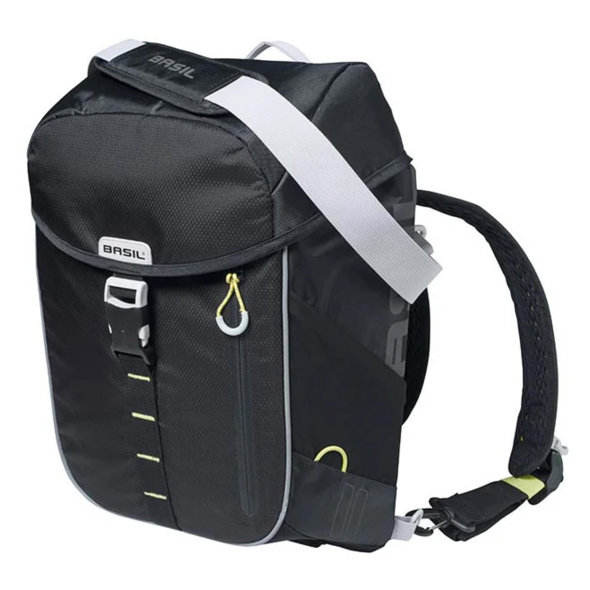 BASIL Miles Daypack Cycle Bag - Black/Lime, 14 Litre