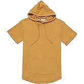 Dubinik®Short Sleeve Hoodie Lightweight Soft Cotton Moisture Wicking Kangaroo Pocket Short Sleeve Hoodie For Men