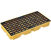 Global Industrial Low Profile Spill Containment Modular Platform, 2 Drum Capacity, 30 Gallon Liquid Capacity, 5000 Lbs Weight Capacity, 51.5"W x 26.25"D x 6.5"H, Yellow