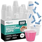 [2000 Pack - 1 oz.] Pruvade Disposable Medicine Cups with Graduated Dosage Lines for Pills or Liquid, Single Serve Measuring for Home, Nurse, Hospital, Medical Care, Resin Mixing, Mouthwash |2000 Pack