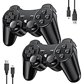 Controller for PS3, 2 Pack Controller for PS3 Wireless with Dual Shock, Gyro Axis, Upgraded Gaming Controller PS3 Gamepad Joy