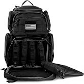 K-Cliffs Tactical Range Backpack &ndash; Lockable Bag for 5 Handguns Pouches &ndash; 900D Water‑Resistant with Rain Cover &amp; USA Patch