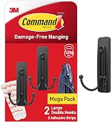 Command Decorative Double Hook Matte Black Metal Medium 2 Hooks 1.8kg Damage