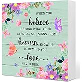 Sympathy Gift for Loss of Loved One,Memorial Wooden Plaques,Bereavement Gifts,Remembrance Table Decor,When You Believe Beyond What Your Eyes Can See Wooden Box Sign Desk Decor