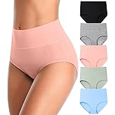 MISSWHO Cotton High Waisted Women Underwear Soft Briefs Full Coverage Comfy Ladies Panties (Regular & Plus Size)