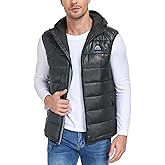 Mapamyumco Men's Hooded Puffer Vest Waterproof Lightweight Quilted Puffer Vest Full Zip Sleeveless Jacket Winter Outerwear