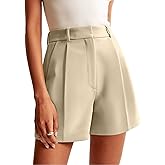 NIMIN Shorts for Women High Waisted Dressy Tailored Work Trousers Business Casual Work Office 2026 Spring Summer Linen Shorts Khaki Medium