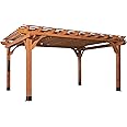 Backyard Discovery Beaumont 16' x 12' Traditional Cedar Wood Pergola Kit with Trellis Roof, All-Season Durability, High-Wind Rating, PowerPort, Shade for Outdoor Patio, Deck, Garden, and Entertaining