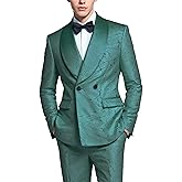 MOGU 2-Piece Velvet Mens Suit Shawl Lapel Tuxedo Slim Fit Dress Suit for Wedding Casual Business Banquet