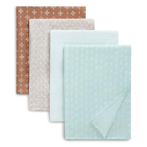 Delta Children 100% Cotton Muslin Baby Receiving Blankets for Girls and Boys – 47x47 Inches (Pack of 4), Neutral Boho