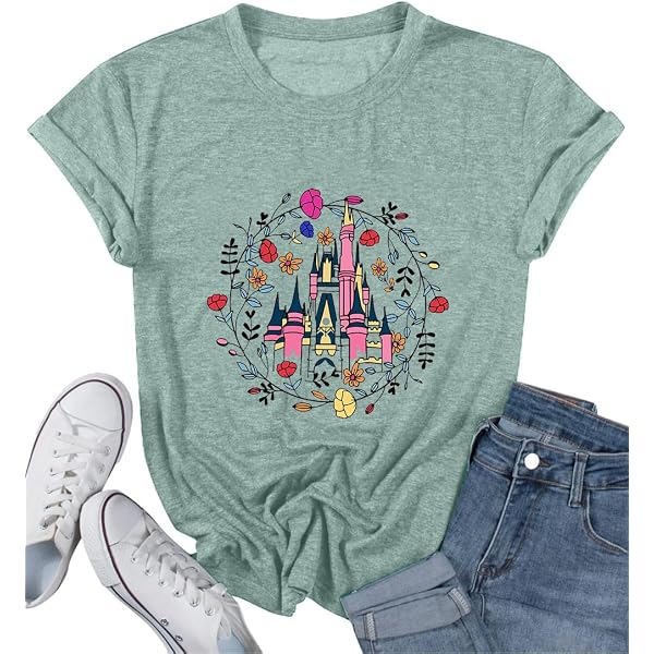 Magical Shirt – T-shirt Donna Con Stampa 'Magic Kingdom' E Castello, Maniche Corte, Misto Cotone, Taglie S-M-L-XL