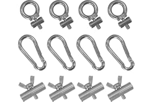 DLBEEM 8Pcs Awning Rail Stoppers 6mm/8mm with 4 Carabiner Hooks, Stainless Steel End Stoppers Camping Tent Equipment Awnings Accessories for Caravan Motorhome Camperva