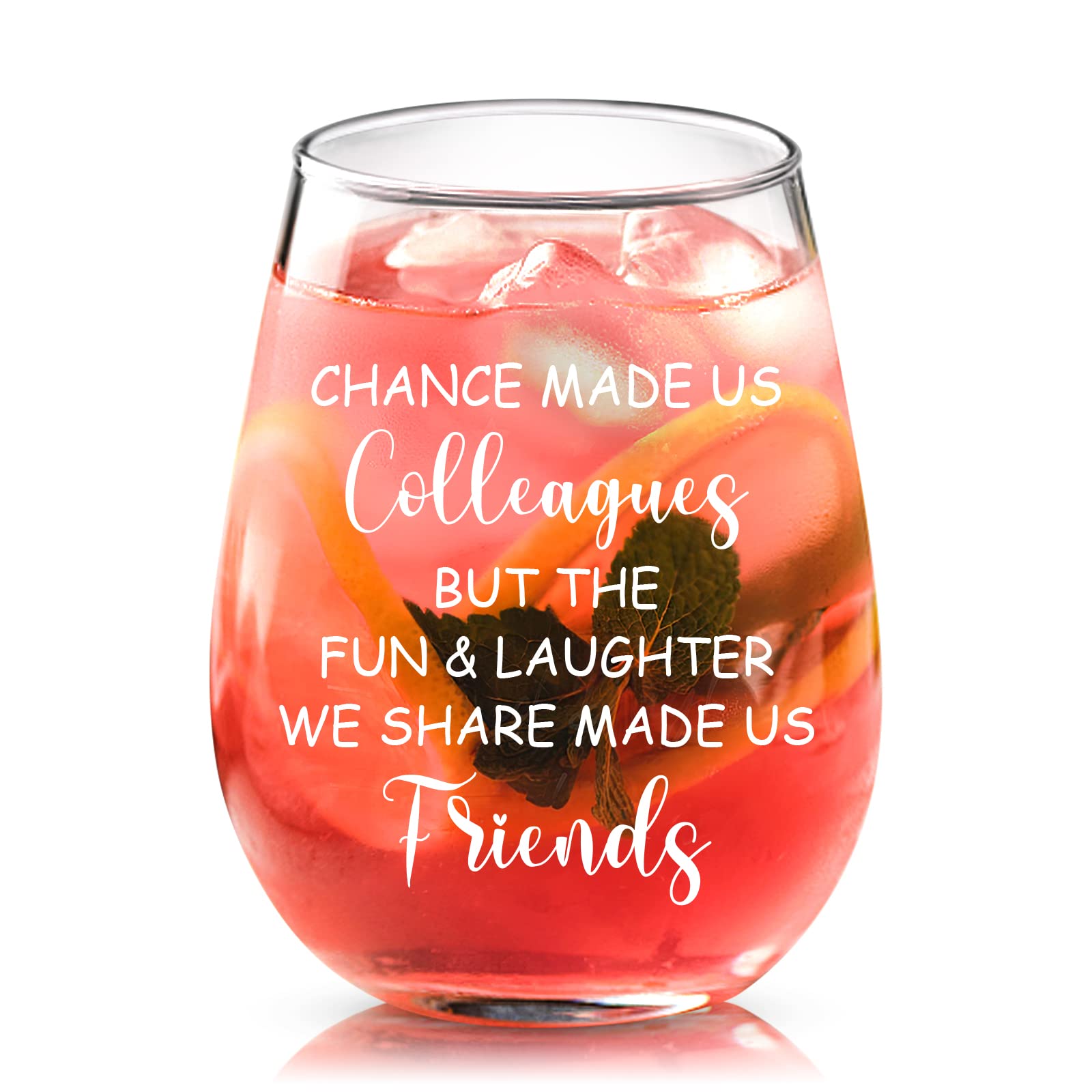 Joymaking Leaving Gifts - Chance Made Us Colleagues, 15 oz Wine Glasses for Going Away, New Job, Retirement Gifts for Colleagues, Men, Women