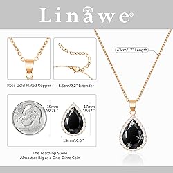 Linawe Black Crystal Chain Necklace for Women Rose