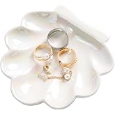 OSOPOLA Ceramic Pearlescent Shell Jewelry Tray Ring Holder Dish Key Tray | OSOPOLA Pearlescent Shell Tray For Rings Keys Decorative Plate For Women Christmas Birthday Gift HE02CS