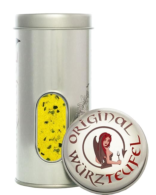 Käse - Knoblauch Marinade. Cheddar und mittelalter Gouda in köstlicher Knoblauch – Gewürzmarinade. Dose 100g.