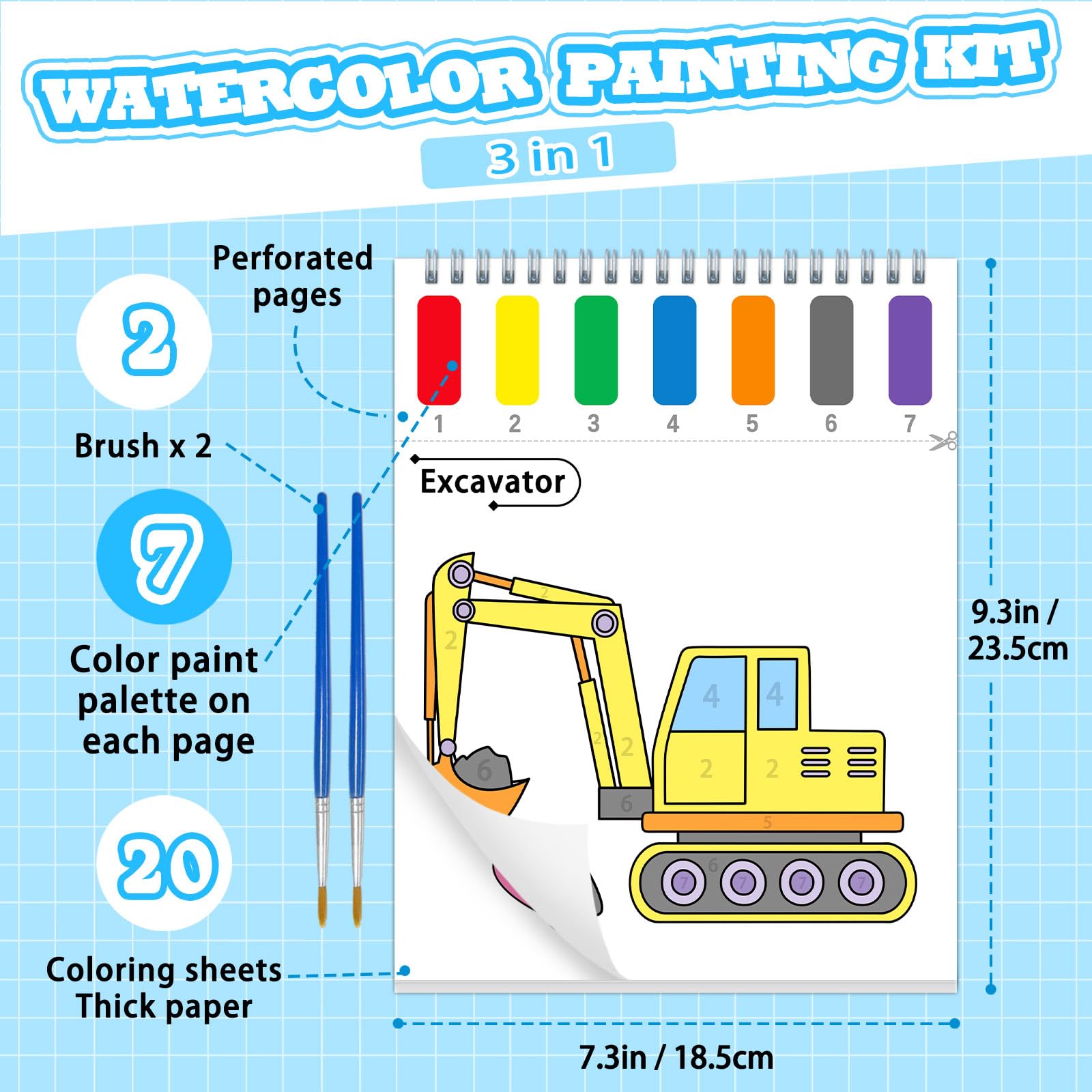 SOCOLER Paint with Water Coloring Books for Toddlers, Traffic Theme Mess Free Watercolor Painting Papers for Kids Water Color Paint Kit Art Craft Birthday Gift for Ages 1-3, 4-8