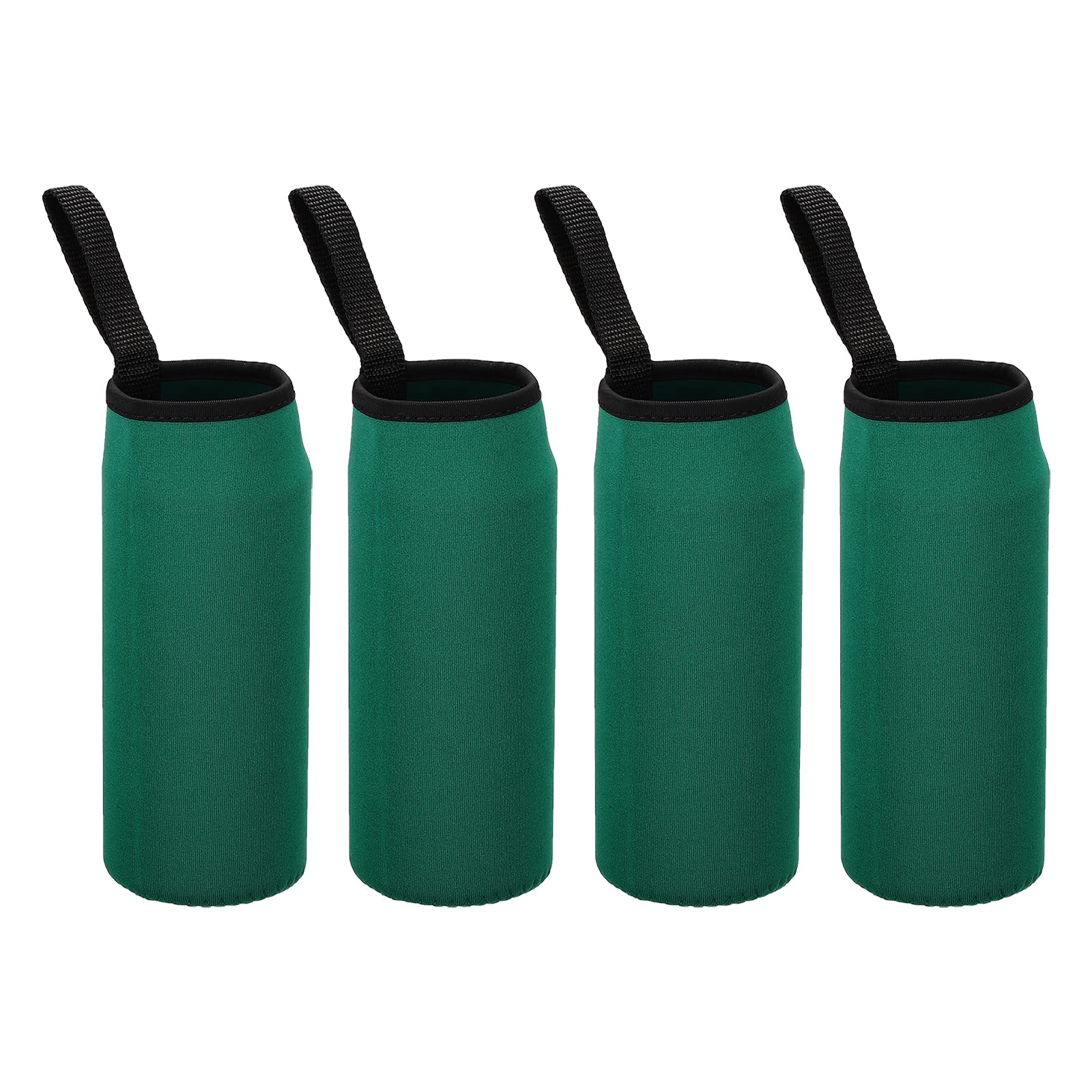 PATIKIL 65mmx180mm Water Bottle Sleeve, 4 Pack Neoprene Insulated Bottle Bag Holder Carrier Pouch with Finger Strap, Dark Green