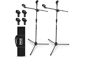 Pyle Microphone Stand- Boom Microphone Stand, Tripod Base, Anti-Slip Legs, Height Adjustable 27.5”–52”, Includes Extra Mic Ho