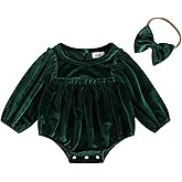 Thorn Tree Newborn Baby Girls Christmas Clothes Long Sleeve Velvet Ruffle Romper& Headband Fall Winter Outfits