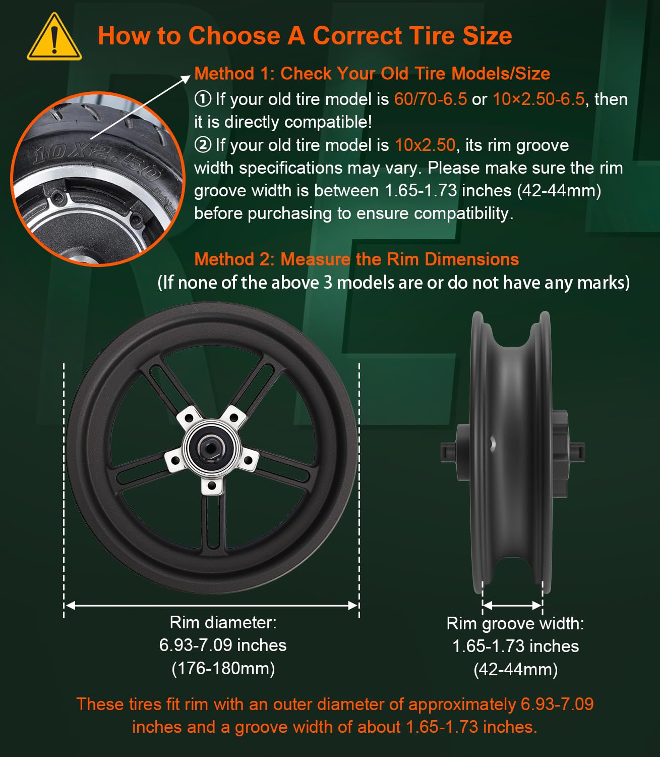 Condition photo showing New/Like New for bangting 2pcs 60/70-6.5 scooter tire tubeless - 10x2.50 front or rear replacement puncture-proof sol