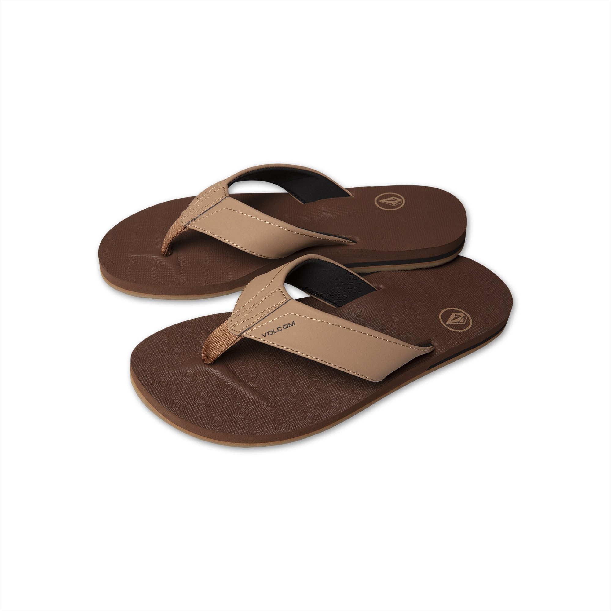 Volcom Men’s Victor Flip-Flop Sandal, Brown Khaki, 14