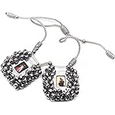 Catholic Scapular Bracelet Handmade Murano Stone Wristband of Sacred Heart of Jesus, Holy Virgin of Carmen, St. Michael Archangel. 3cm x 3cm by Zaraleas (Silver/Silver)