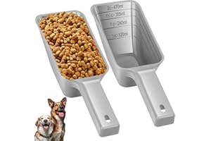 Aosnare 2 Cup Dog Food Scoop(2 Pack), Plastic Pet Food Scoop with Measuring Lines for Accurate Pet Food Portions,Dishwasher Safe (Gray)