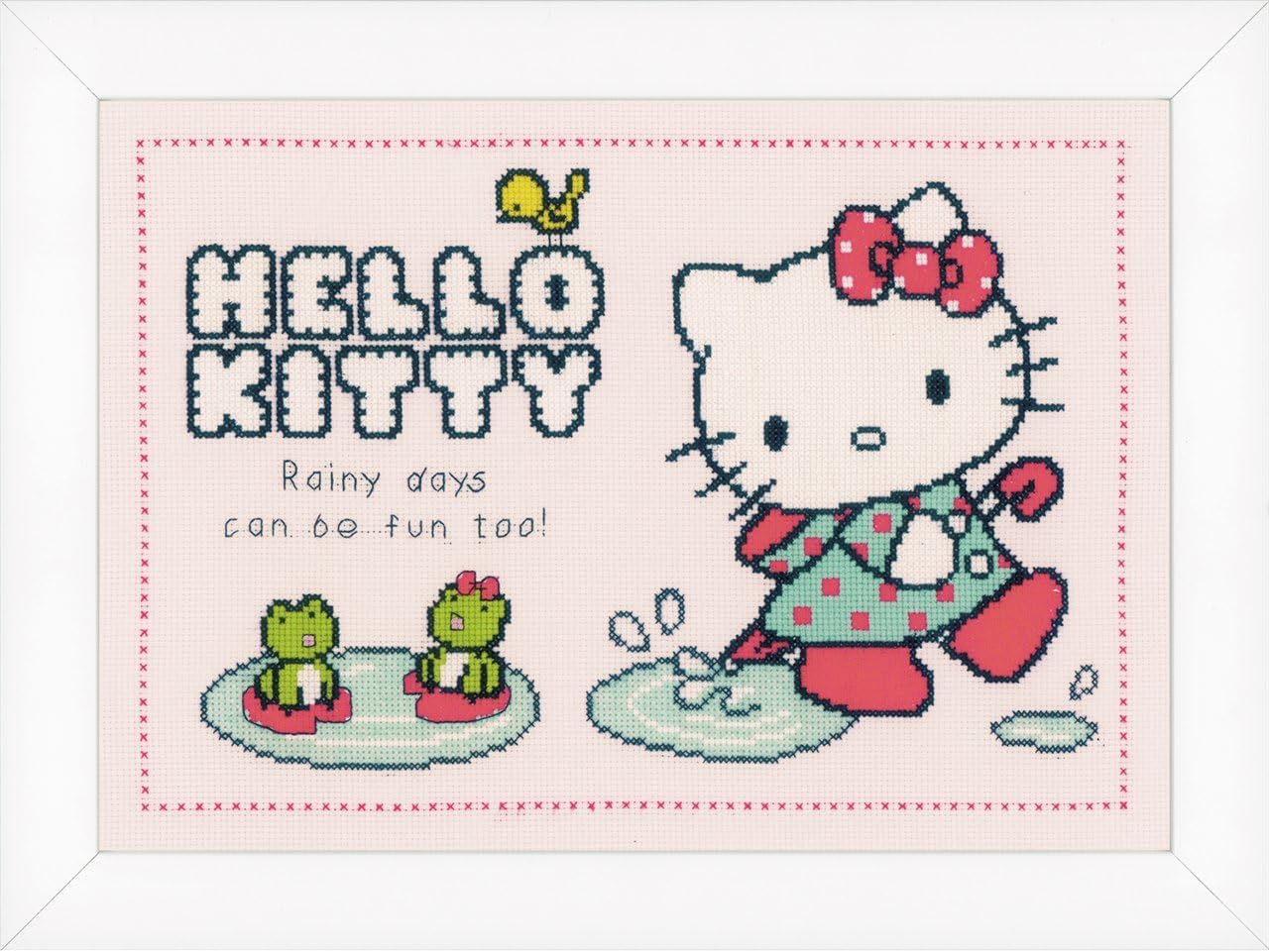 Vervaco Counted Cross Stitch Kit: Hello Kitty: Rainy Days, Other, NA, 34 x 24cm, N\a