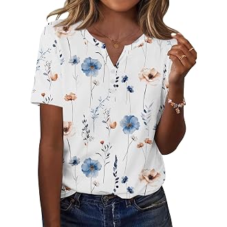Zeagoo Women Tops Short Sleeve T Shirts V Neck Dressy Casual Work Blouses