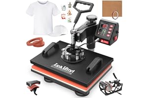 Heat Press, Lya Vinyl 5 in 1 Heat Press Machine - 12 x 15 inch Combo Swing Away T-Shirt Sublimation Transfer Printer, Including Mug, Hat and Plate Accessories