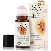 SATREE Organic Castor & Frankincense Oil with Rose Quartz Rollerball - USDA Certified Essential Blend Oil Roll-On, for Face & Body, Anti-Aging, Dark Circles (1.7fl oz)