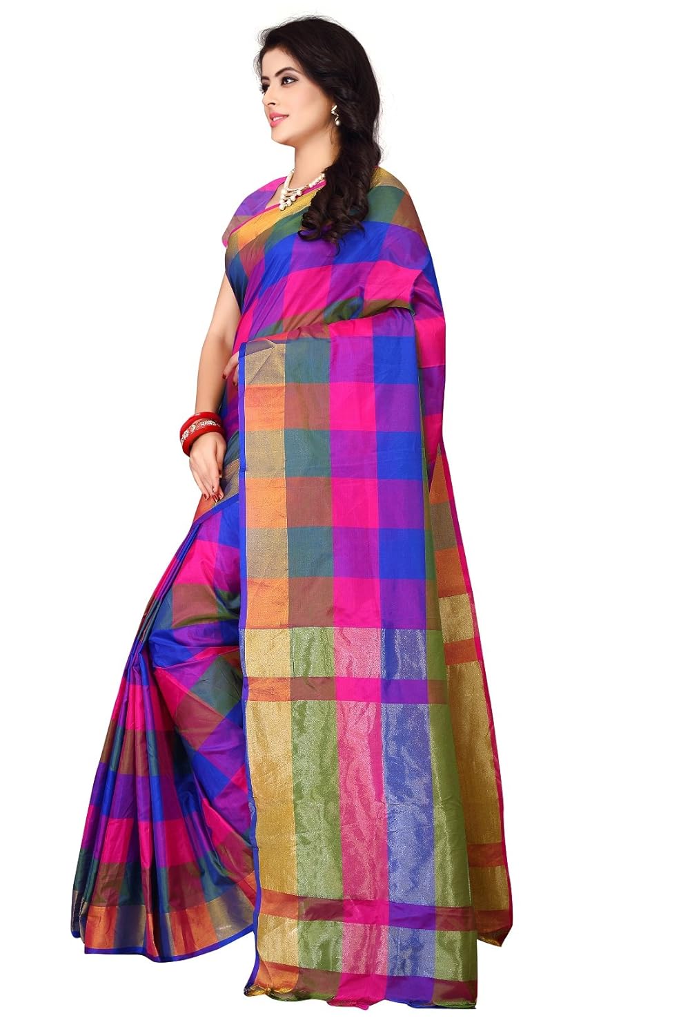 om sai latest creation women's art-silk saree with blouse piece material
