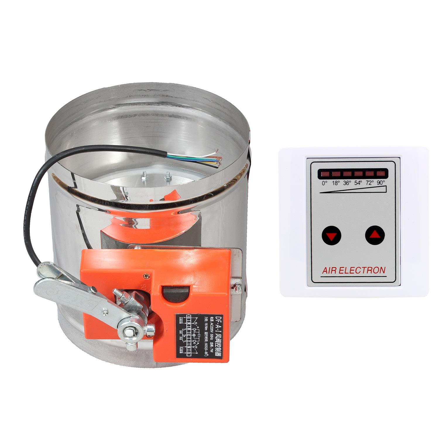 Motorized Damper Manual 220v 16NM motorised air Vent Volume Control Damper Pour Ventilation vmc ducting Damper Diameter 51 63 76 80 100 125 150 200 250 300 350 400 mm (Diameter 200mm)