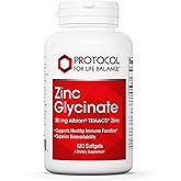 Protocol Zinc Glycinate 30mg - with Albion Traacs Zinc - Zinc Glycinate Supplement - Immune System Support* - Keto Friendly & Dairy Free - 120 Softgels