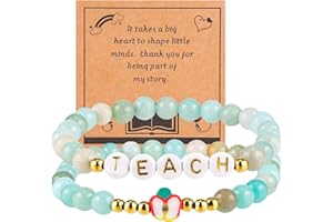 VICKHU Teacher Appreciation gifts,Natural Stone Bracelet Set for women, Thank You Gifts for teacher